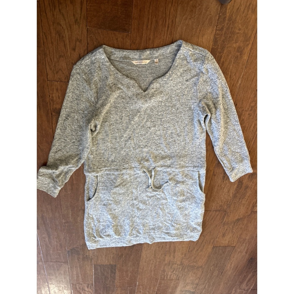Soft Surroundings Easy Living Gray Drawstring Waist Pullover dress Womens PS
